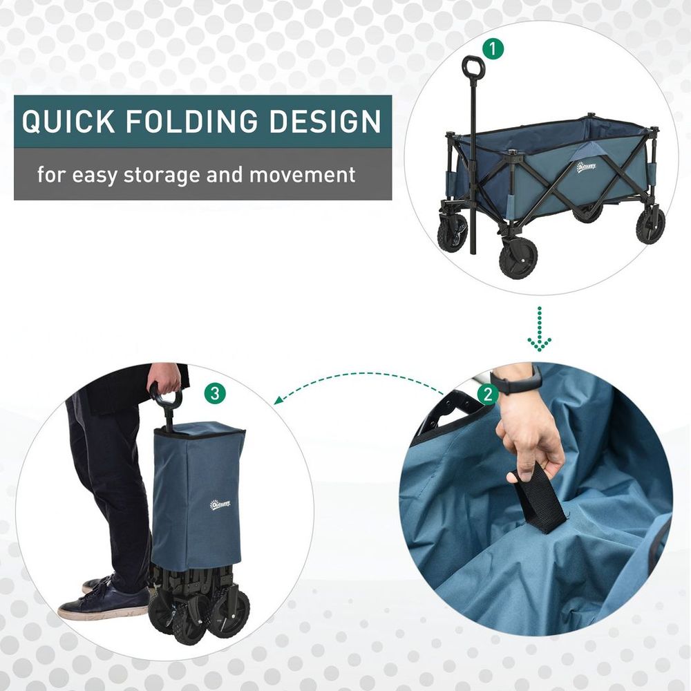 Foldable Pull Along Cart: Spacious Cargo Wagon Trailer for Beach & Garden, High Quality