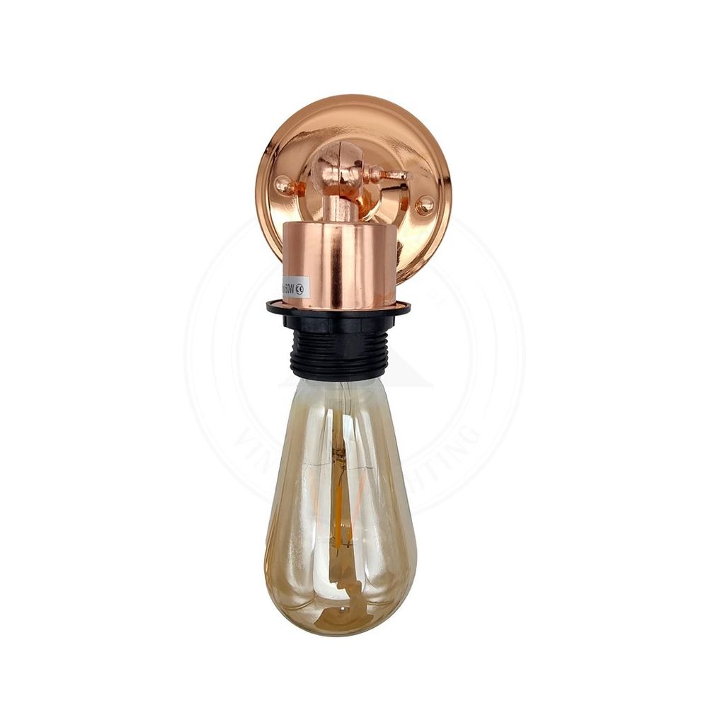 Vintage Industrial Rose Gold Wall Light with Sturdy Metal Lamp Shade - Classic Style Retro Lighting - E27 Bulb Included