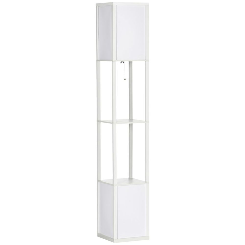 HOMCOM Shelf Floor Lamp, Dual Light, Living Rm, Bedroom, White