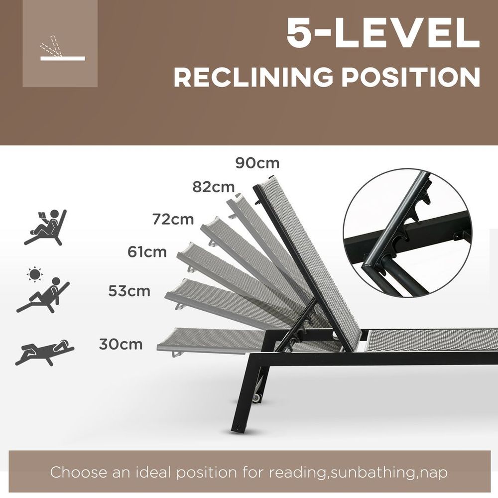 Premium Outdoor Rattan Sun Loungers - 5-Position Backrest & Wheels - Best Quality - Perfect for Relaxation - Professional Seller
