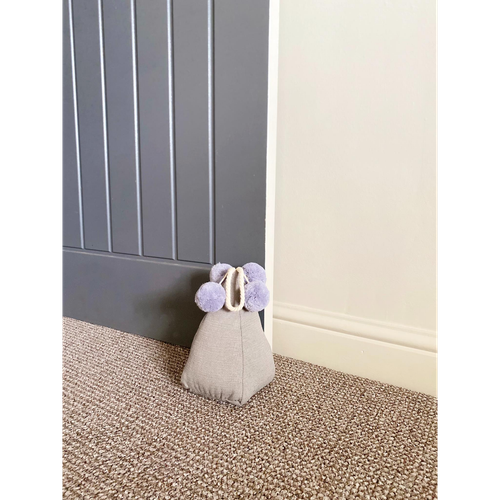Grey Pompom Doorstop