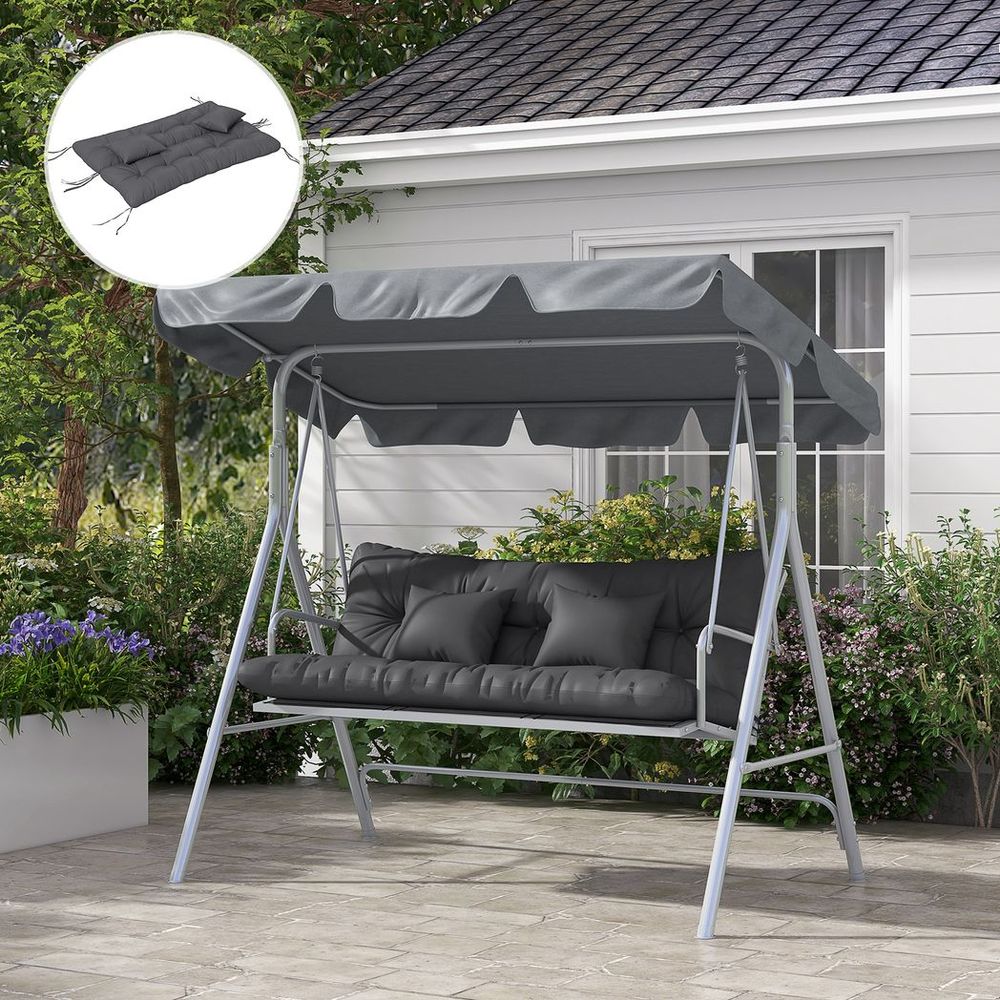 Premium Outdoor Cushion Set - 4 Pieces - Charcoal Grey - High Quality - Water Resistant - Easy to Clean