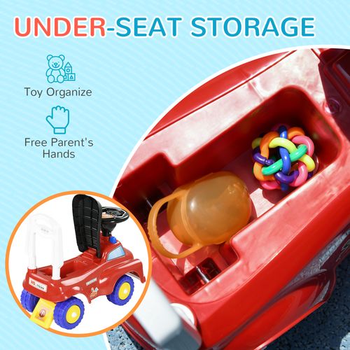 AIYAPLAY Ride On Car Foot to Floor Design with Under Seat Storage, Red