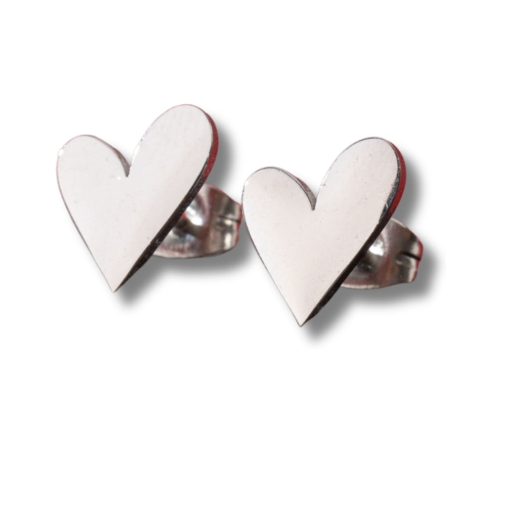 Tilted Heart Stud Earrings | Ideal Birthday or Christmas Gift