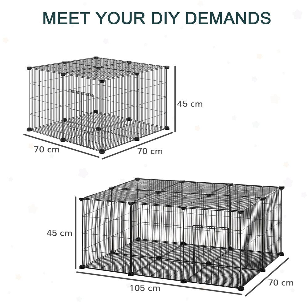 PawHut Pet Playpen DIY Small Animal Cage Metal Fence with Door, 22 Pieces, for Bunny Chinchilla Hedgehog Guinea Pig