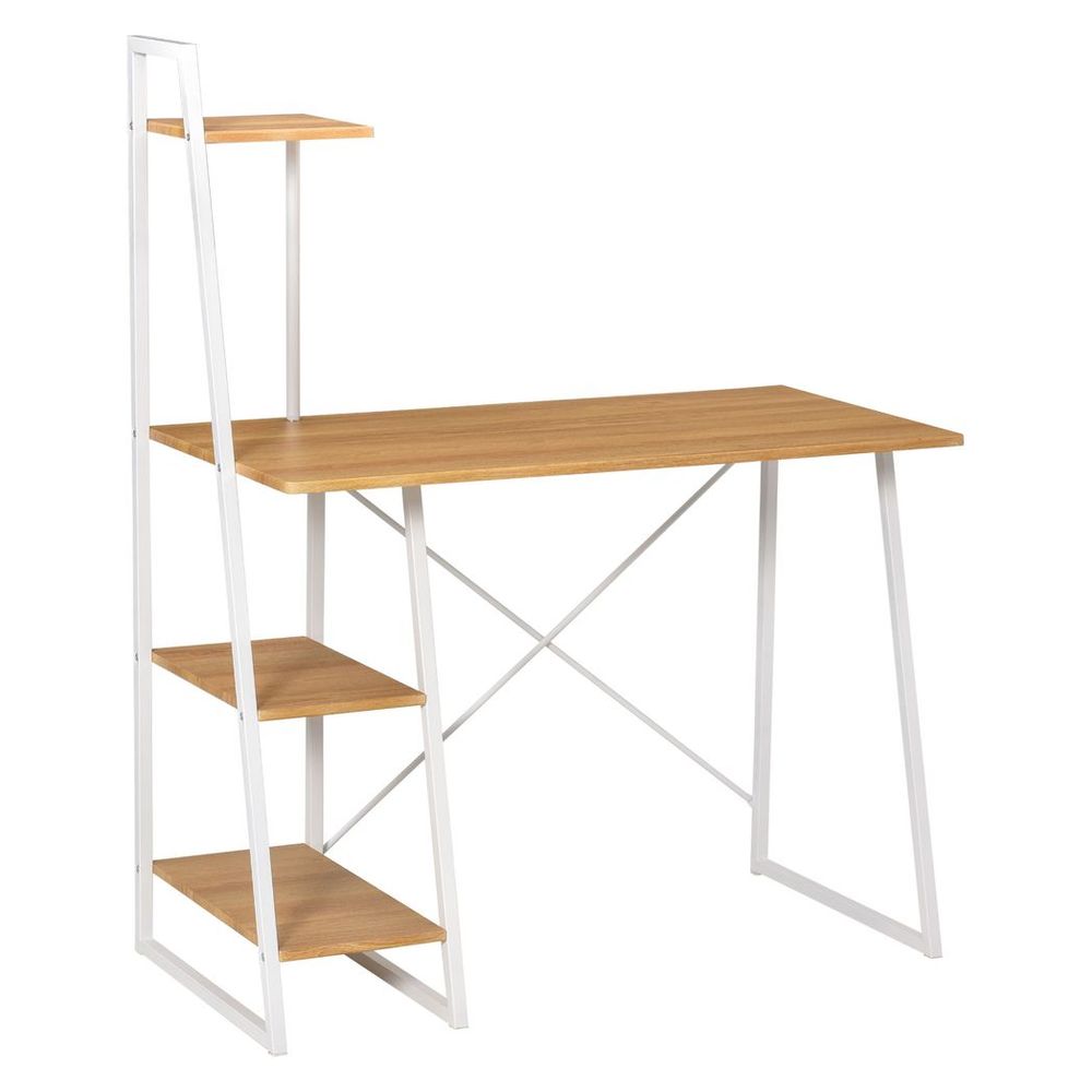 HOMCOM Home Office Computer Desk Study Writing Table with 3-Tier Storage Shelves