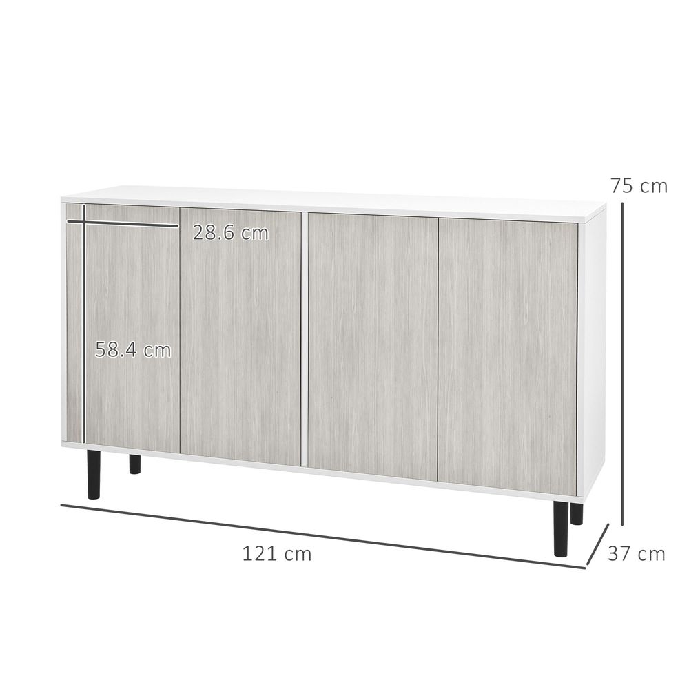 HOMCOM Sideboard Storage Cabinet for Living Room with Adjustable Shelves White
