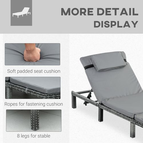 Garden Outdoor Rattan Furniture Patio Sun Lounger Recliner , Grey