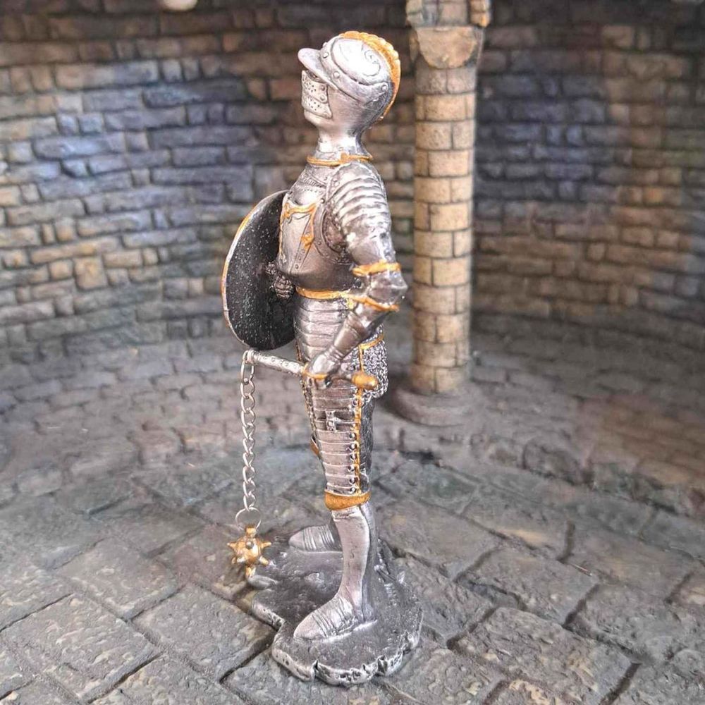 Knight With Shield and Flail - 15th Century (hand-cast statue sculpture) 10.5cm Height