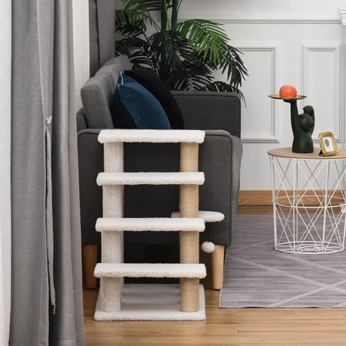 PawHut Pet Stair with 4-step Climb Ladder, Scratching Posts