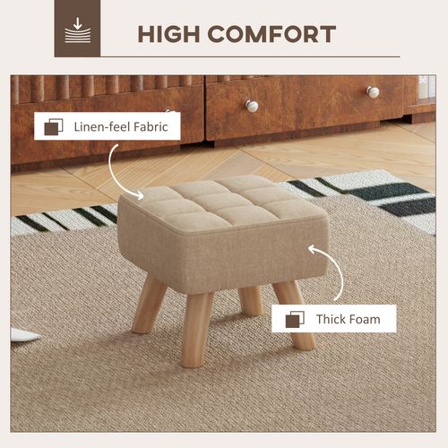 HOMCOM Modern Footstool, Fabric Foot Rest with Rubber Wood Legs