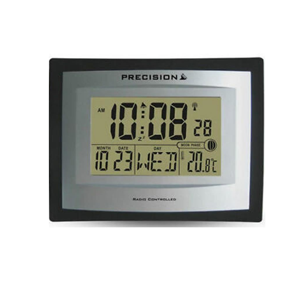Precision Radio Controlled Wall Desk Clock, Day/date, Temperature Digital Display Alarm Clock AP046