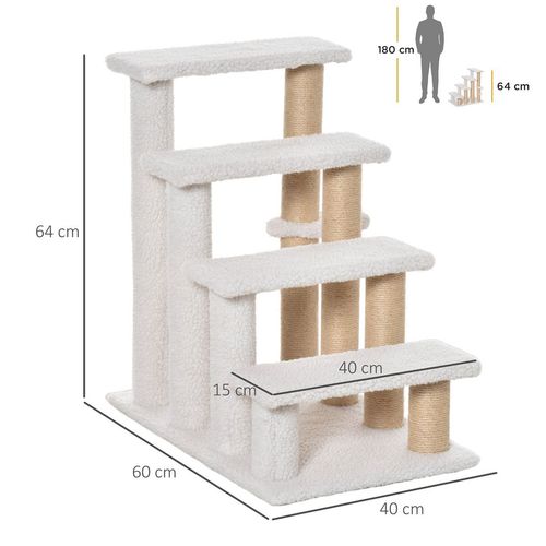 PawHut Pet Stair with 4-step Climb Ladder, Scratching Posts