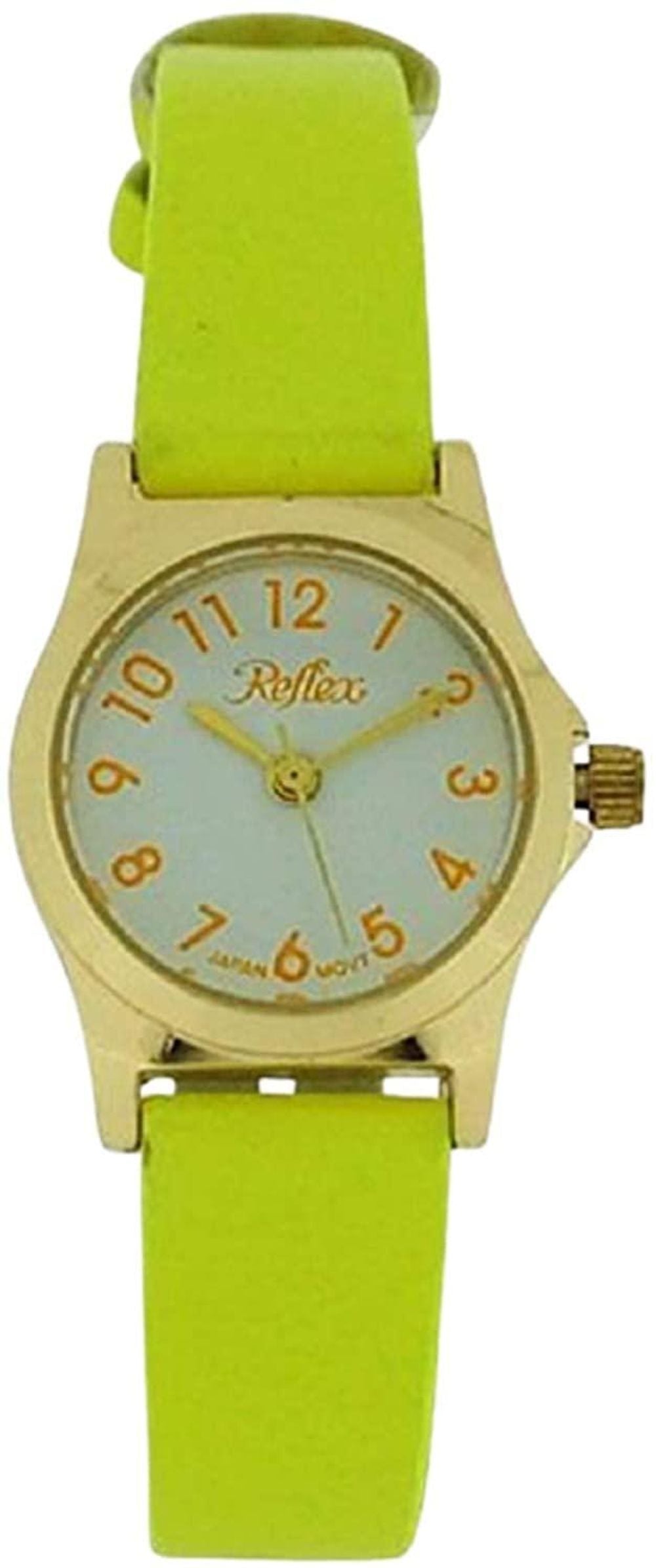Reflex Girls-Ladies White Dial Gold Tone Bright Yellow Strap Watch 101328LT