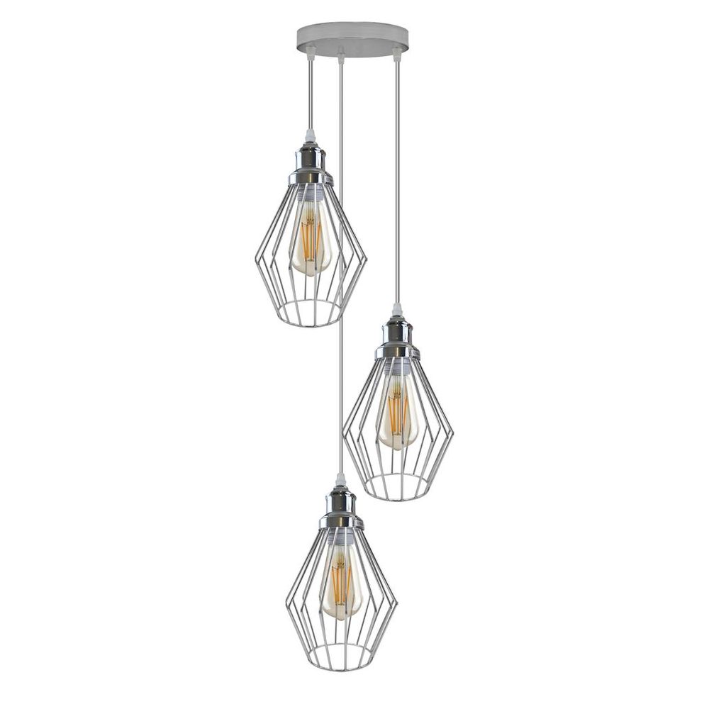 Vintage Chrome Retro Loft Style Ceiling Lamp - E27 Base - Easy Fit - Quality Lighting