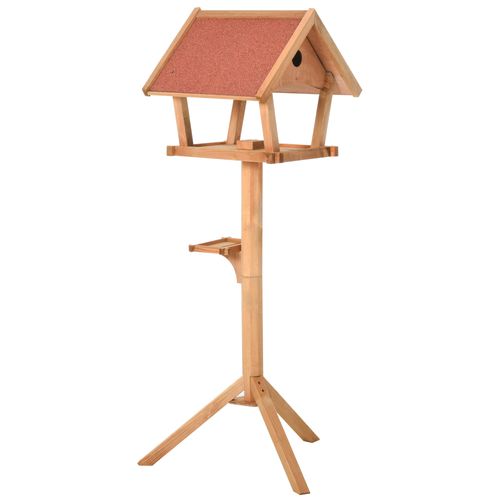 PawHut Wooden Bird Table Freestanding Feeding Station for Garden Outside 139H cm Natural
