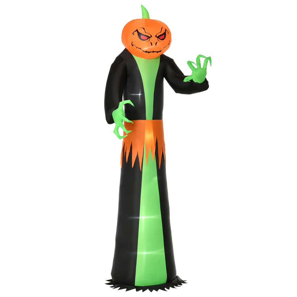 HOMCOM 9FT Inflatable Halloween Pumpkin Ghost with Build-in LED, Outdoor Lighted Blow Up Inflatables for Party Indoor,Garden, Lawn