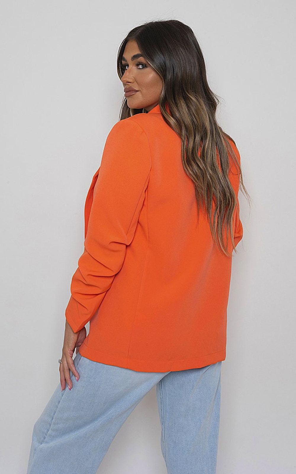 Sharp & Stylish Ruched Sleeve Casual Blazer with Side Pockets