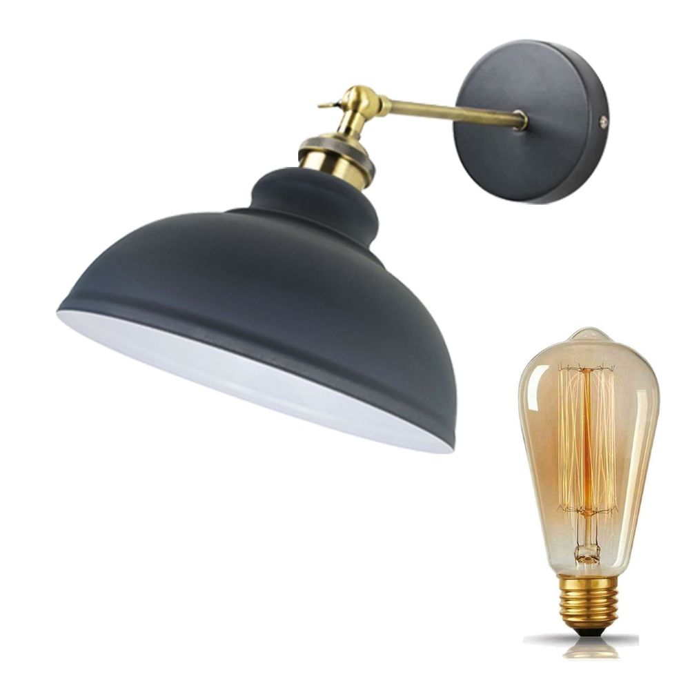 Vintage Industrial Curvy Dome E27 Adjustable Wall Light ~1220
