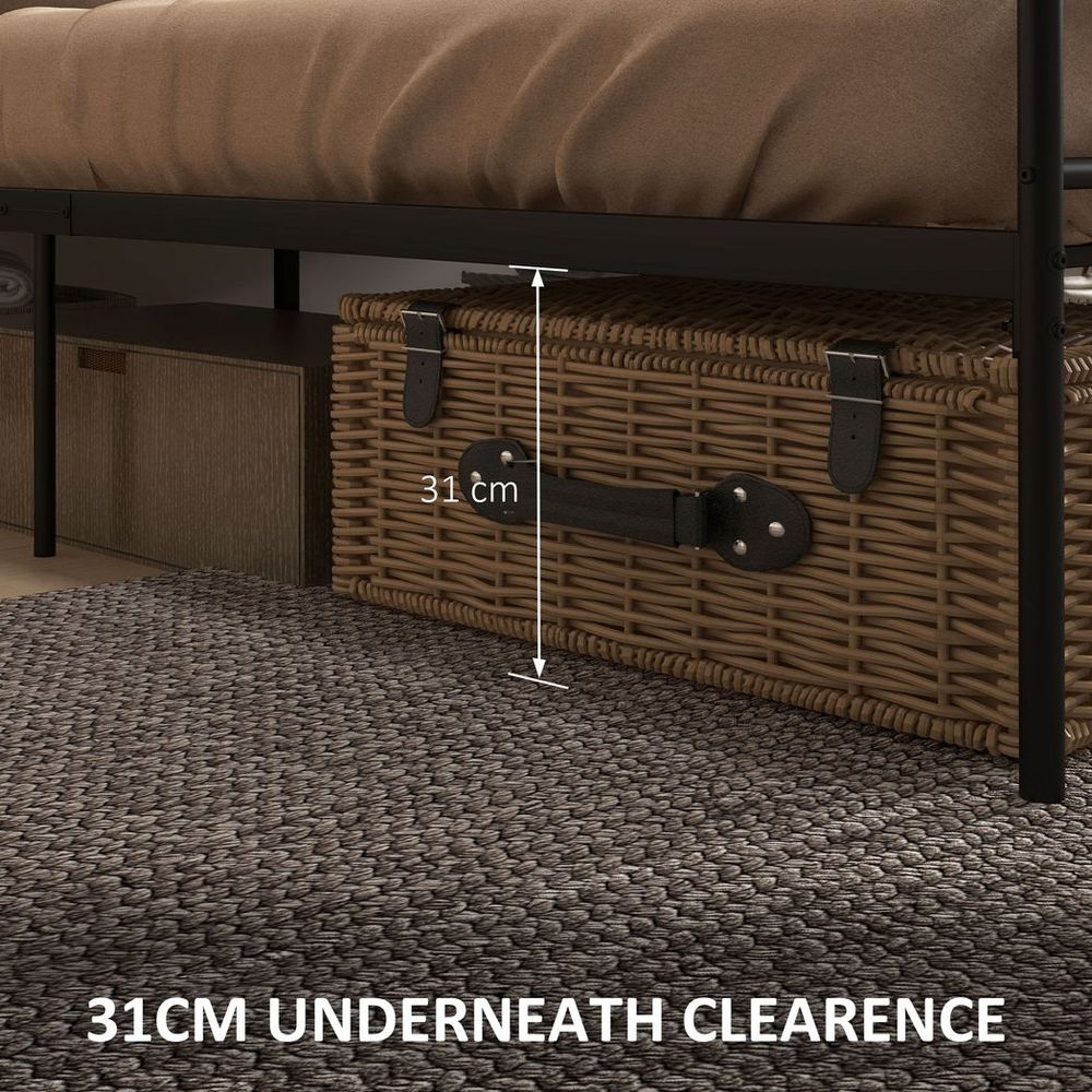 HOMCOM King Metal Bed Frame w/ Headboard and Footboard, 31cm Under-bed Space