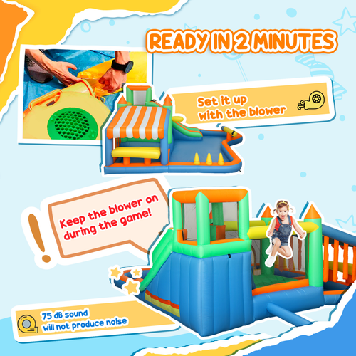 AIYAPLAY Inflatable Bouncy Castle with 680W Blower for Kids, 416x370x195 cm