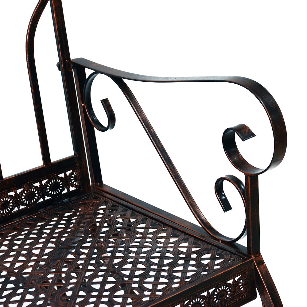 Iron Rocking Chair-Bronze - Outdoor Furniture for Garden and Patio - Metal Frame - Comfortable Armrests - Easy Assembly