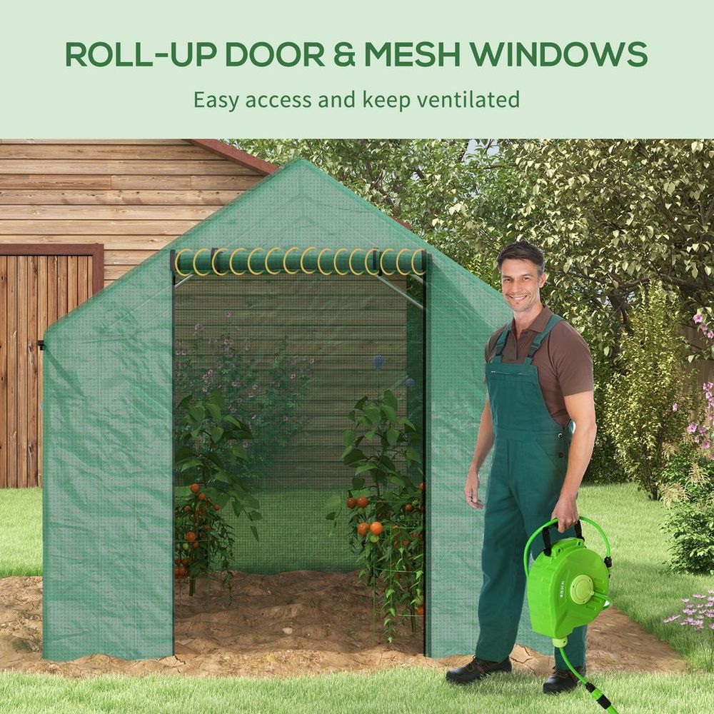 Outsunny Tunnel Greenhouse - UV-resistant PE Cover, Wide Door, 2x3m, Green