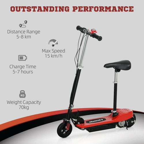 HOMCOM Folding Electric Scooter with Warning Bell, for Ages 4-14 Years, Red