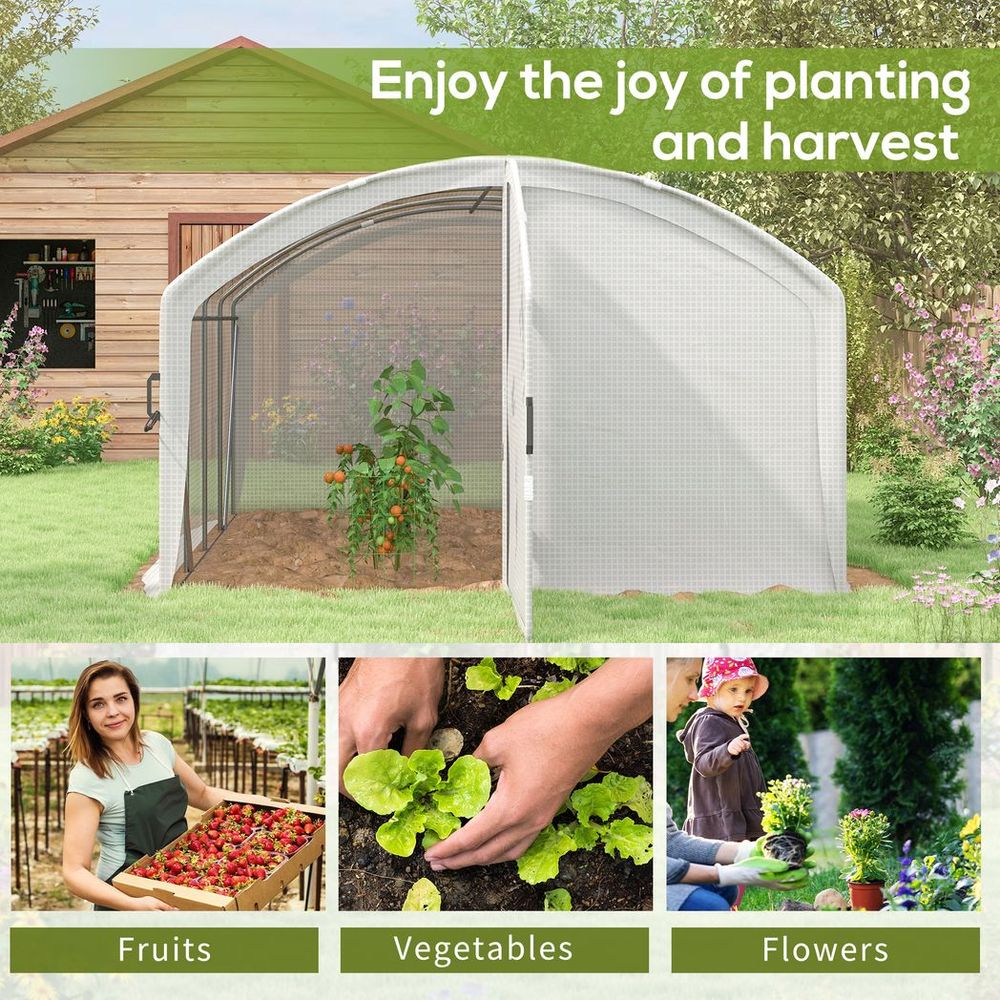 Premium Outsunny Polytunnel Greenhouse: 4x3x2m, UV-Resistant PE Cover, Door