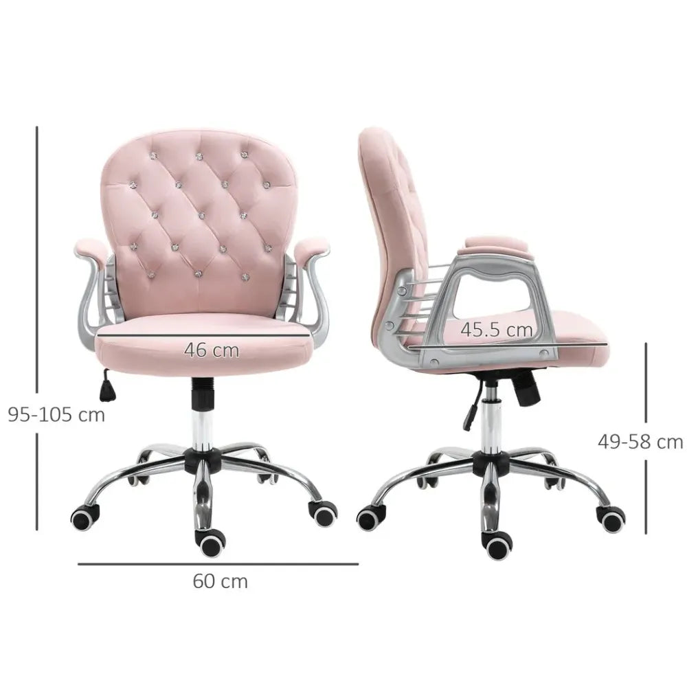 High-Quality Luxury Pink Diamond Tufted Office Chair - Ergonomic, Padded, Swivel