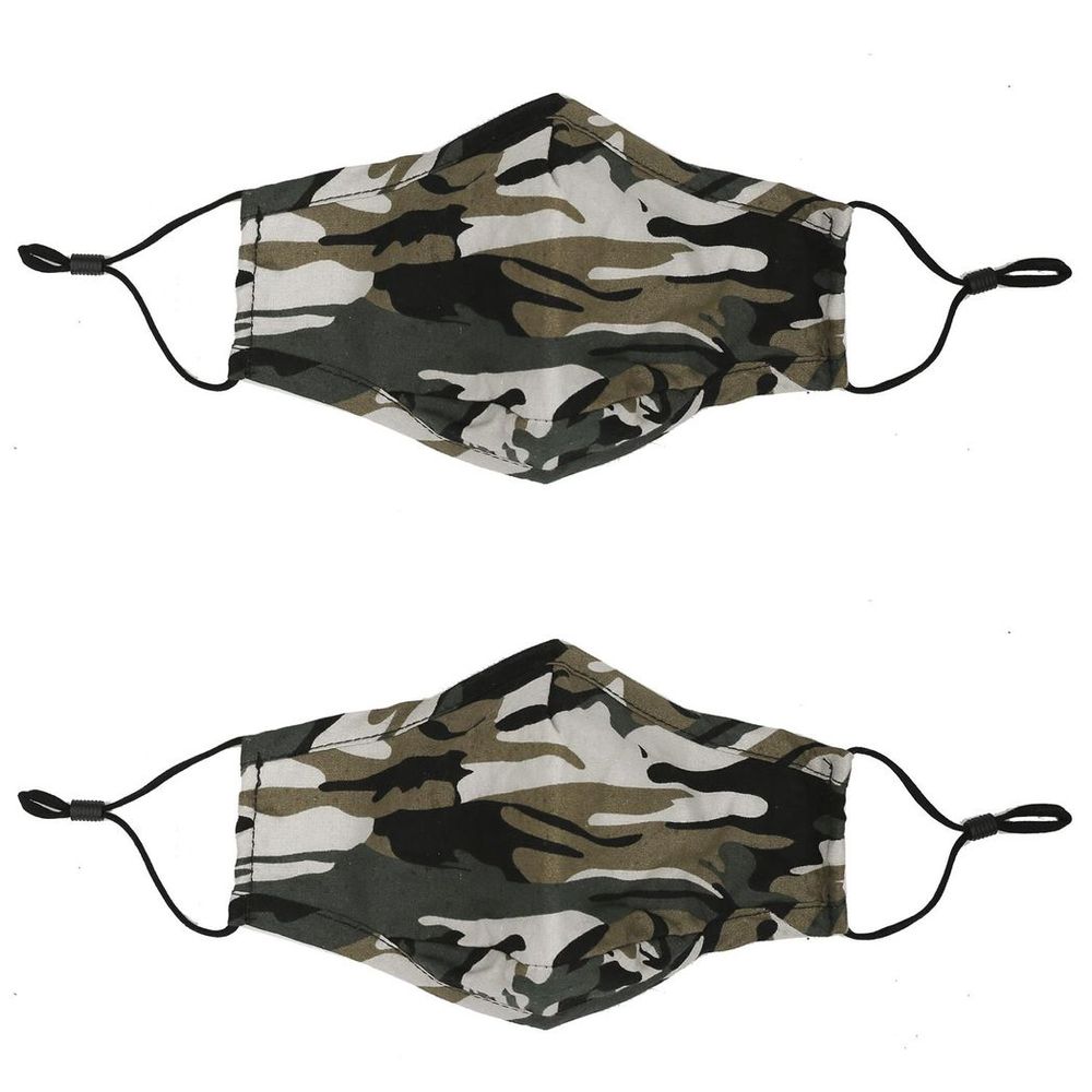Termin8 Kids Camo Face Mask - Green, High-Quality, Breathable, Washable, Protects from Dust, Pollution, Ages 6-12