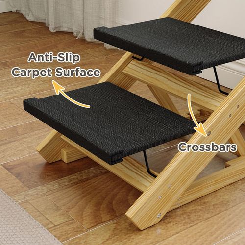 PawHut Dog Steps Dog Ramp, 3-Step Adjustable Height Pet Stairs for Medium Dogs