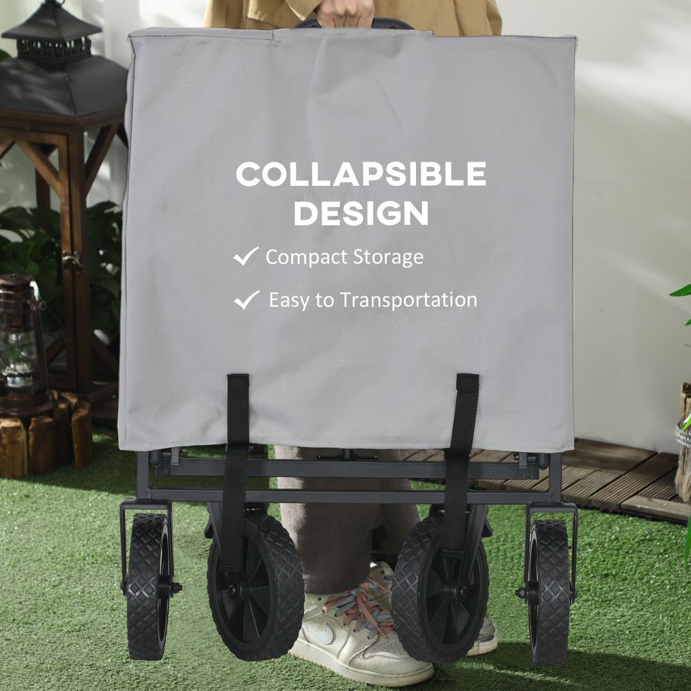 Outsunny Folding Outdoor Storage Trolley: Telescopic Handle, Brakes - High Quality Cart Bag for All Your Needs