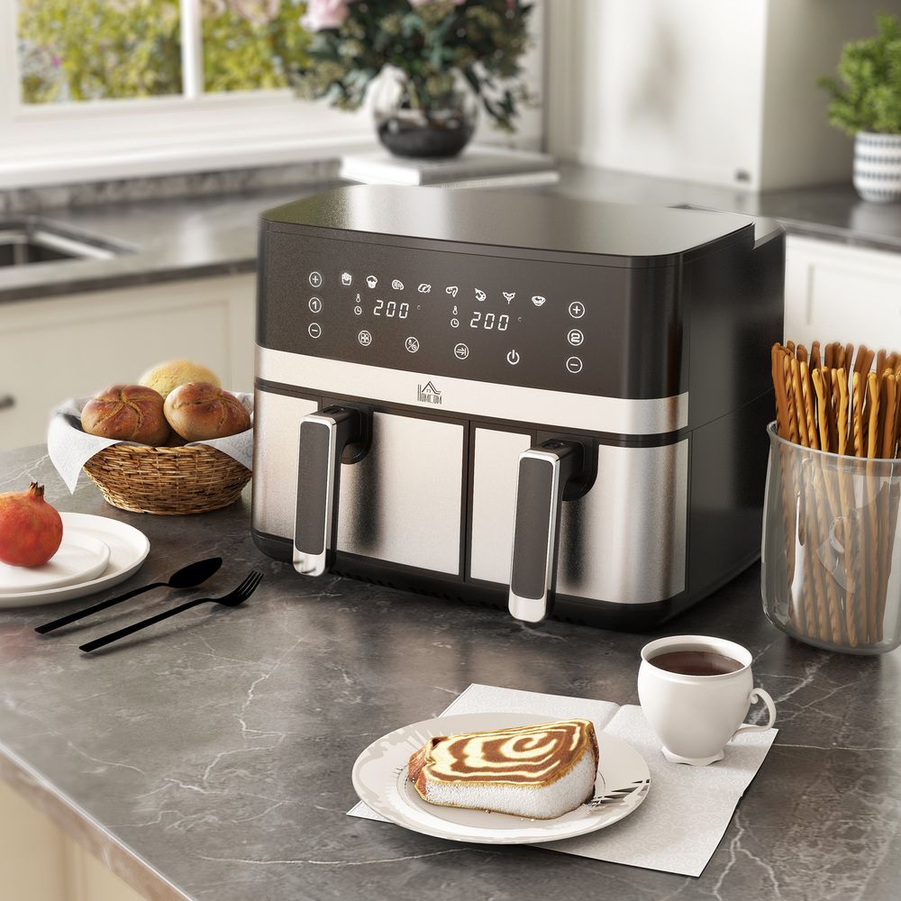 HOMCOM Dual Zone Air Fryer 8.5L with SYNCFinish 2700W - 2x the Taste, Double the Speed, Ultimate Precision