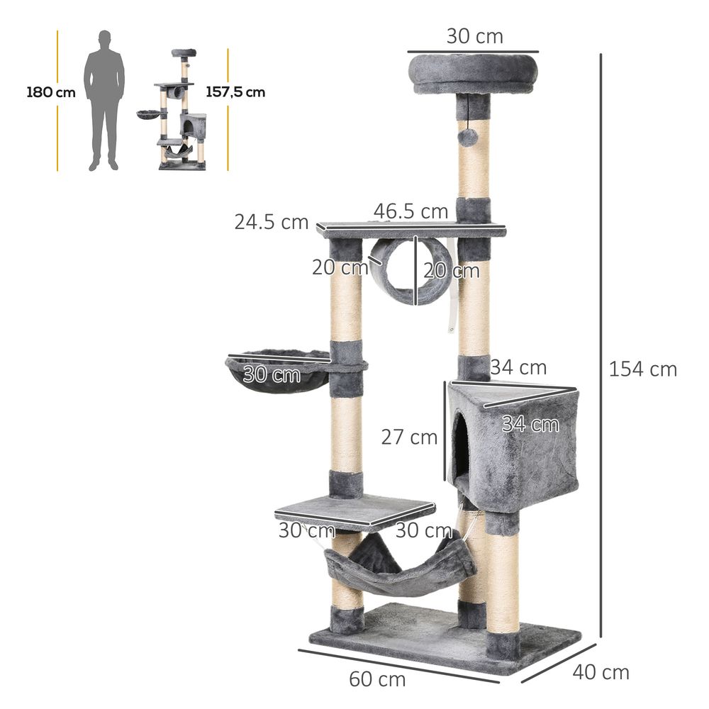 Premium 150CM Cat Tree Tower | Kittens Activity Stand House | Scratching Posts | Pawhut
