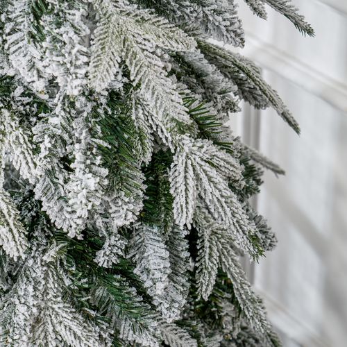 HOMCOM 6ft Flocked Pencil Christmas Tree with Auto Open, Steel Base