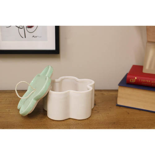 Green Flower Shape Trinket Box
