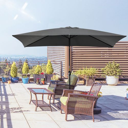 Outsunny 3x2m Patio Parasol Canopy Tilt Crank 6 Ribs Sun Shade Garden Black