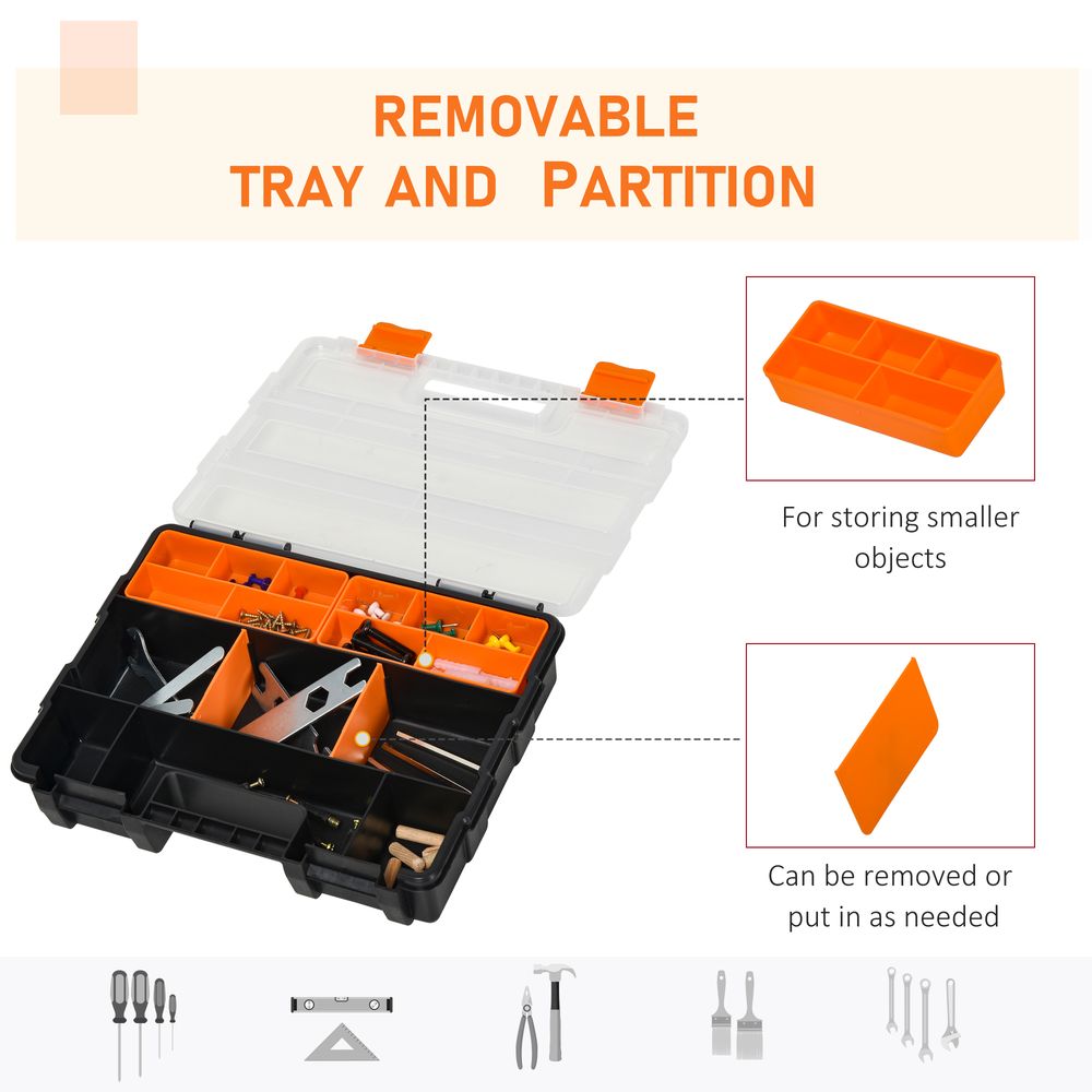 DURAND 4-Pack Tool & Hardware Storage Boxes - PP, Size Variety, Black/Orange