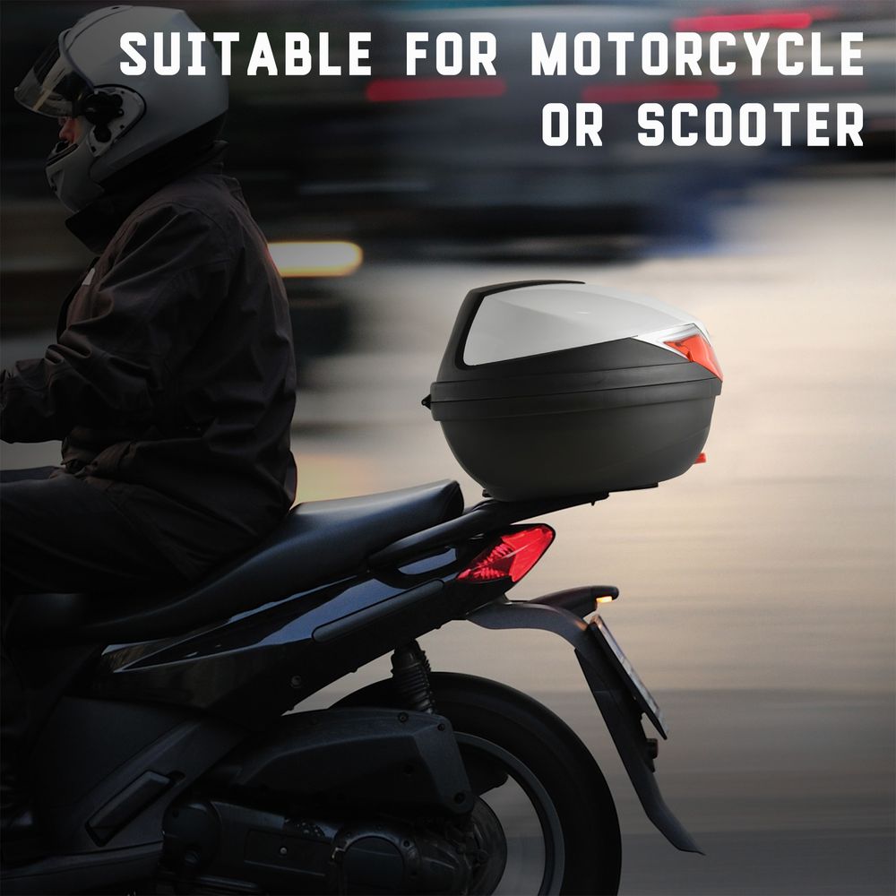 HOMCOM 32L Motorcycle Trunk Tour Tail Box Top Case Luggage Storage Case Trunk Carrier Mount Rack