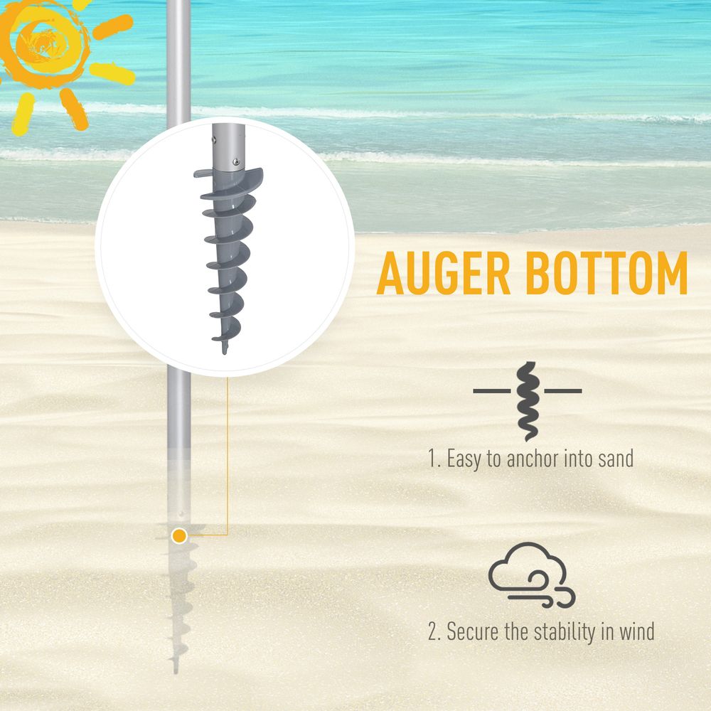 Outsunny 2.4m Beach Umbrella w/ Sand Anchor, Adjustable Tilt - Best Quality, Carry Bag Included