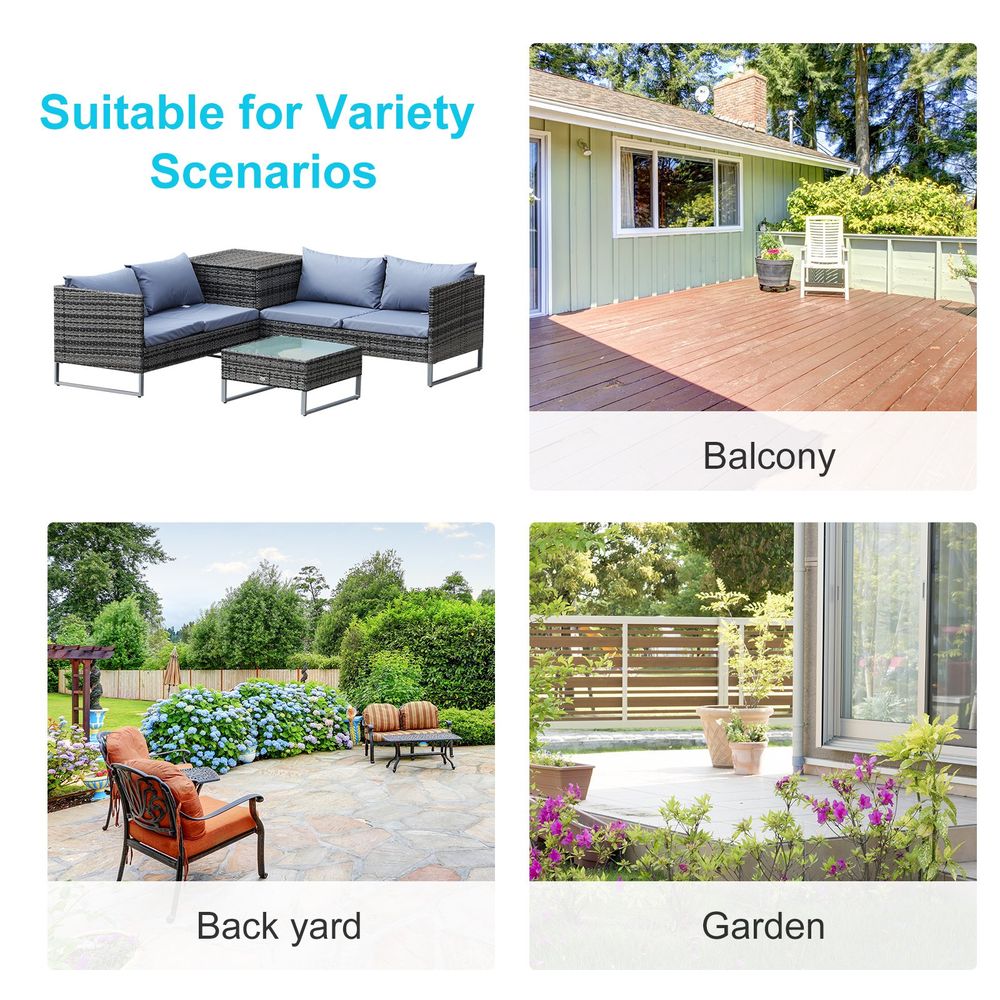 Outdoor Rattan Furniture Set | 4-Piece | PE Rattan | Mixed Grey