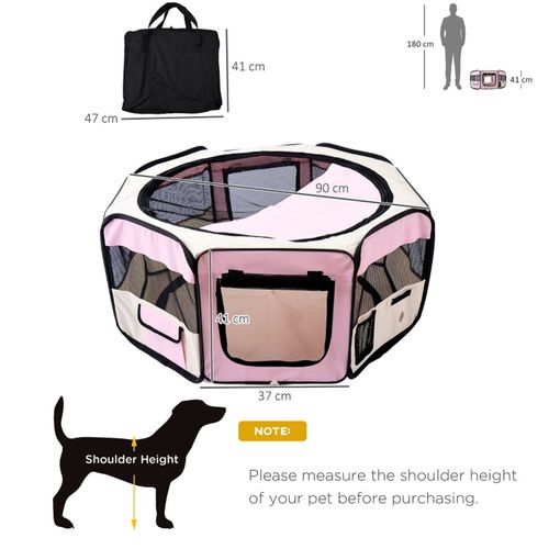 Pet Carrier Pet Playpen Beige and Pink 90 x 41 Hcm