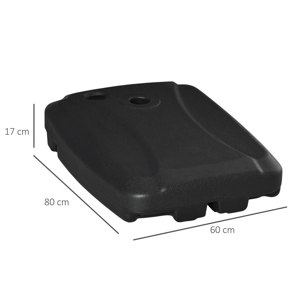 Sturdy 7kg Umbrella Stand Weights w/ Wheels Water/Sand - Up to 75kg - Black
