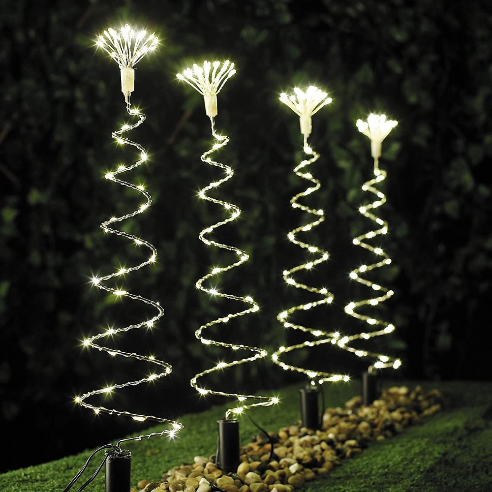 Premium Quality Christmas Workshop 50 cm Spiral Path Tent Lamps - 4 Pack | Outdoor Christmas Lighting - 200 Warm White MicroLED Lamps