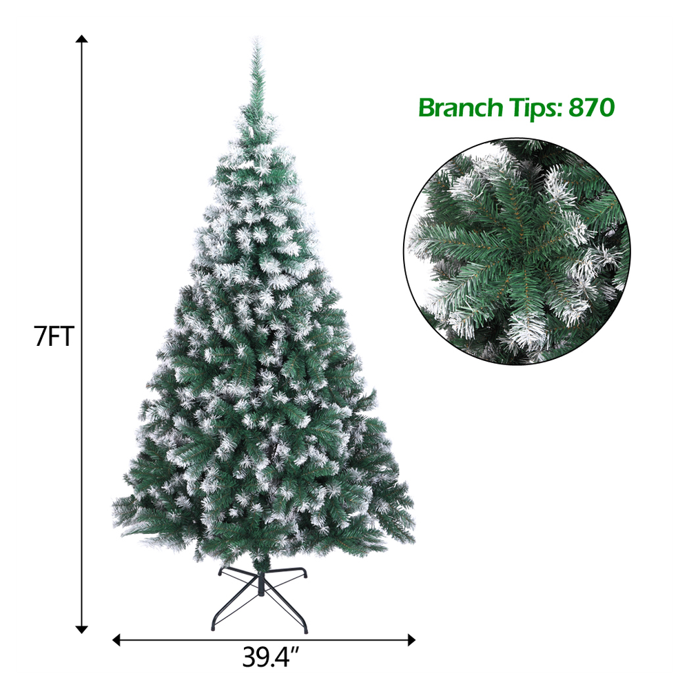 7FT Spray White PVC Christmas Tree 870 Branches Artificial