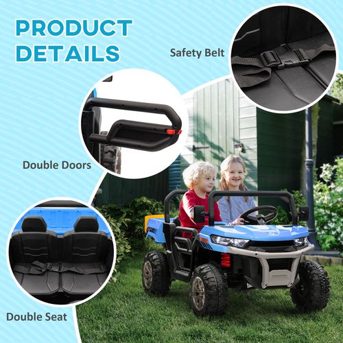 HOMCOM 12V Two-Seater Kids Electric Ride-On Car w/ Electric Bucket - Blue