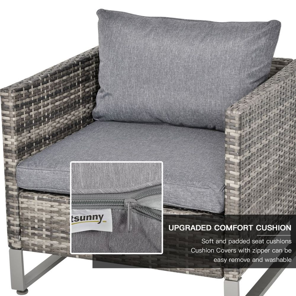 Premium 4-Piece Outdoor Dining Set: PE Rattan Wicker Sofa Chairs +Table, Cushions