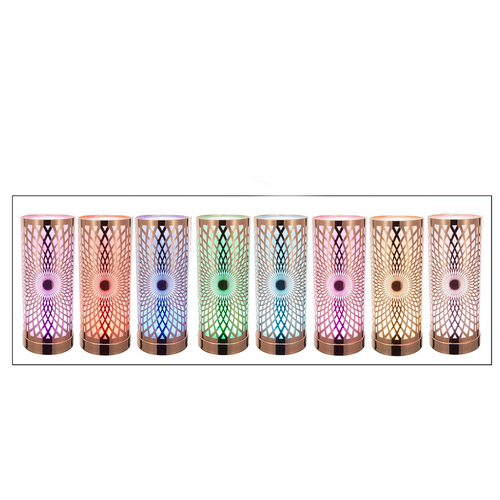 Kaleidoscope Design Colour Changing LED Lamp & Aroma Diffuser in Rose Gold