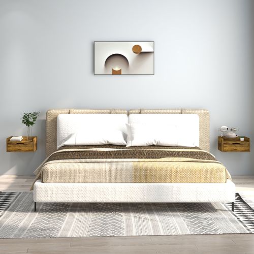 HOMCOM Floating Nightstand Set of 2, Nightstand with Drawer